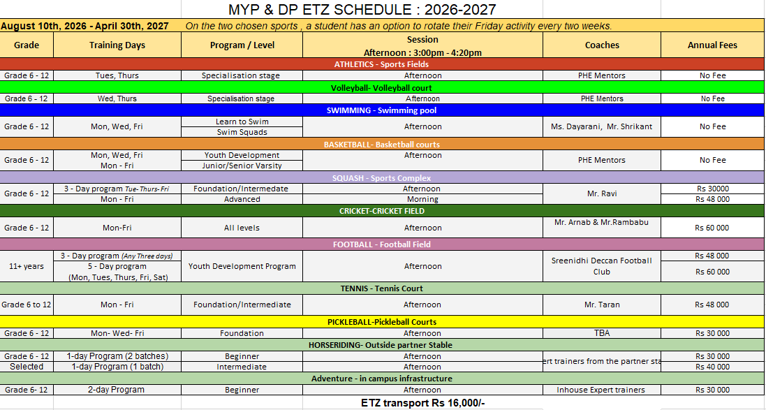 MYP-DP-ETZ-program MYP-Schedule